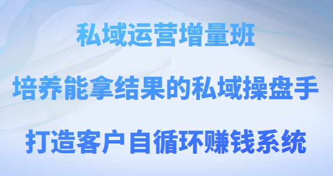 （6547期）私域运营增量班，培养能拿结果的私域操盘手，打造客户自循环赚钱系统 私域变现 第1张