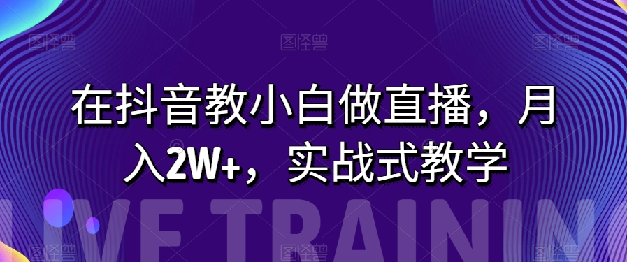 （6554期）在抖音教小白做直播，月入2W+，实战式教学【揭秘】 网赚项目 第1张