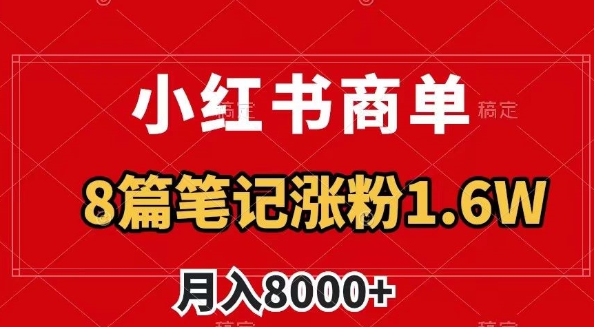 （6620期）小红书商单最新玩法，8篇笔记涨粉1.6w，作品制作简单，月入8000+【揭秘】 网赚项目 第1张