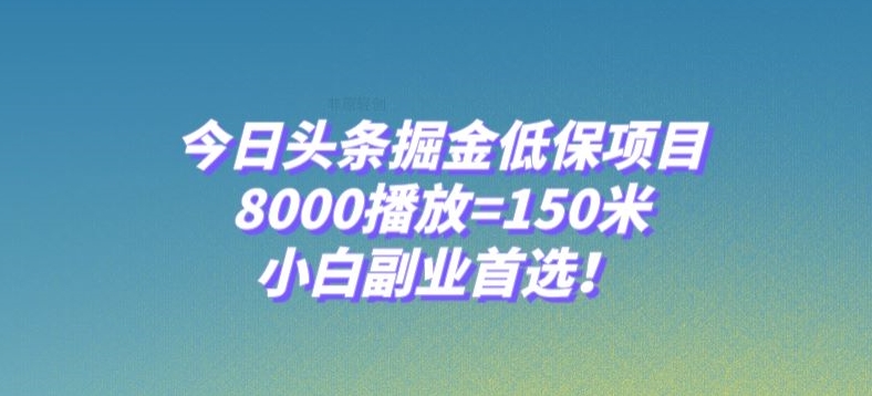 （6633期）今日头条掘金低保项目，8000播放=150米，小白副业首选【揭秘】 网赚项目 第1张