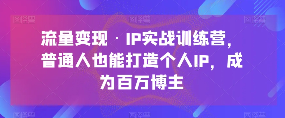 （6694期）流量变现·IP实战训练营，普通人也能打造个人IP，成为百万博主 短视频运营 第1张