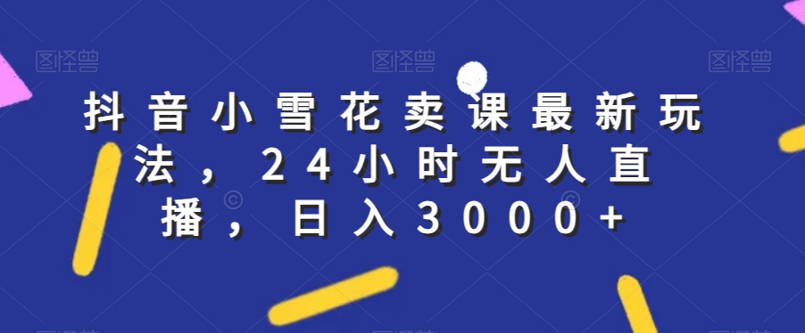 （6700期）抖音小雪花卖课最新玩法，24小时无人直播，日入3000+【揭秘】 网赚项目 第1张
