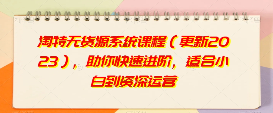 （6734期）淘特无货源系统课程（更新2023），助你快速进阶，适合小白到资深运营 电商运营 第1张