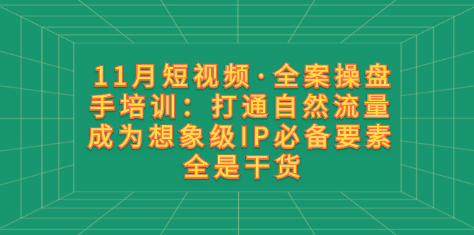 （6735期）11月短视频·全案操盘手培训：打通自然流量 成为想象级IP必备要素 全是干货 短视频运营 第1张