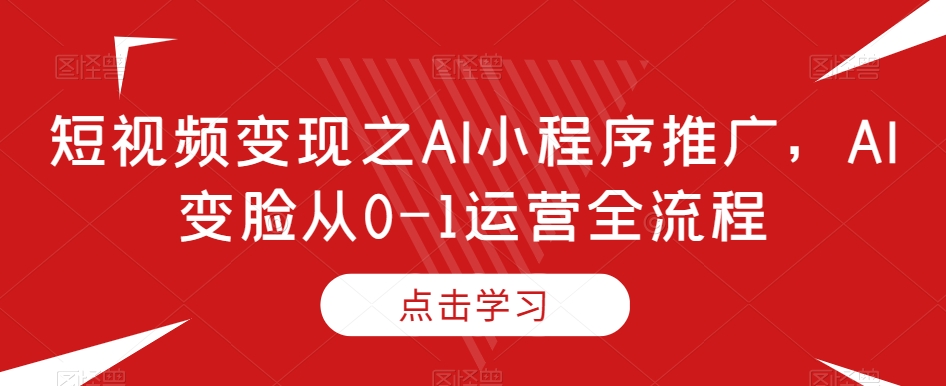 （6783期）短视频变现之AI小程序推广，AI变脸从0-1运营全流程 网赚项目 第1张