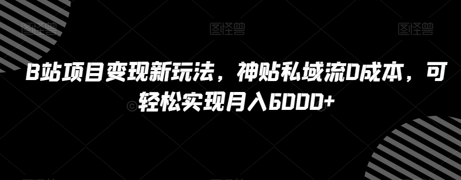 （6784期）B站项目变现新玩法，神贴私域流0成本，可轻松实现月入6000+【揭秘】 爆粉引流软件 第1张