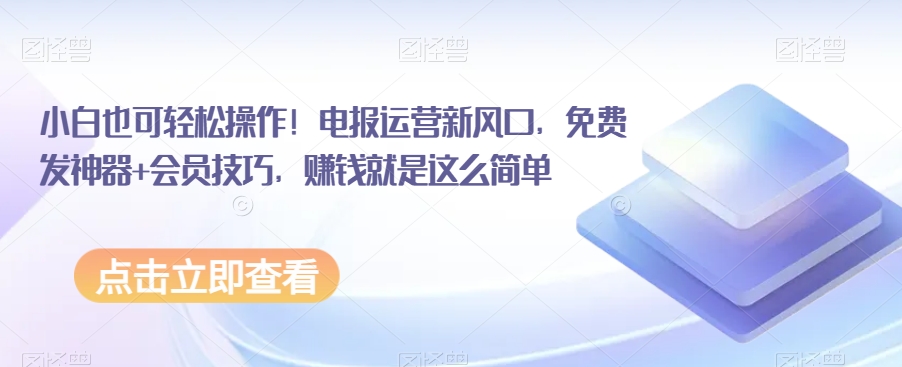 （6818期）小白也可轻松操作！电报运营新风口，免费发神器+会员技巧，赚钱就是这么简单 网赚项目 第1张