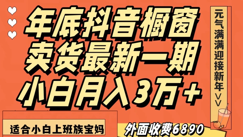 （6885期）外面收费6890元年底抖音橱窗卖货最新一期，小白月入3万，适合小白上班族宝妈【揭秘】 网赚项目 第1张