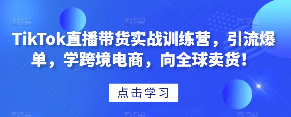 （6904期）TikTok直播带货实战训练营，引流爆单，学跨境电商，向全球卖货 短视频运营 第1张