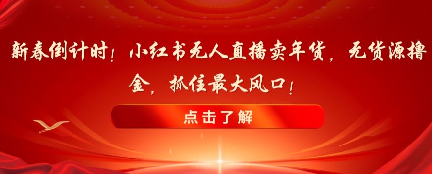 （6973期）新春倒计时！小红书无人直播卖年货，无货源撸金，抓住最大风口 网赚项目 第1张