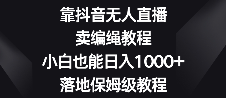 （6979期）靠抖音无人直播，卖编绳教程，小白也能日入1000+，落地保姆级教程 网赚项目 第1张