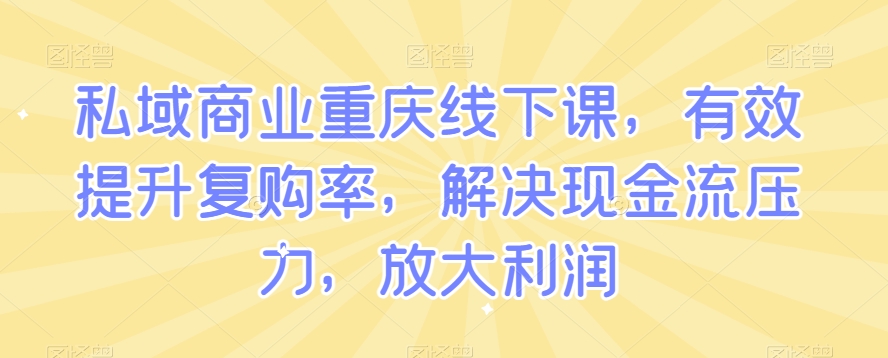 （6987期）私域商业重庆线下课，有效提升复购率，解决现金流压力，放大利润 私域变现 第1张