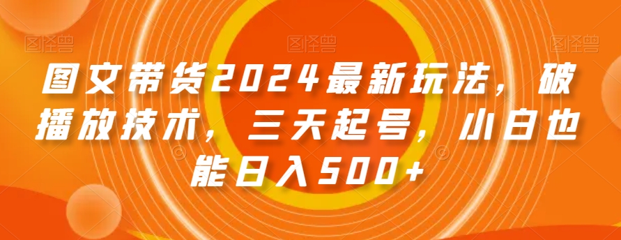 （7070期）图文带货2024最新玩法，破播放技术，三天起号，小白也能日入500+ 短视频运营 第1张