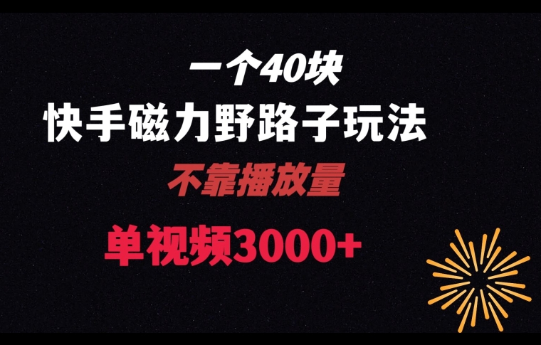 （7129期）一个40块，快手联合美团磁力新玩法，无视机制野路子玩法，单视频收益4位数