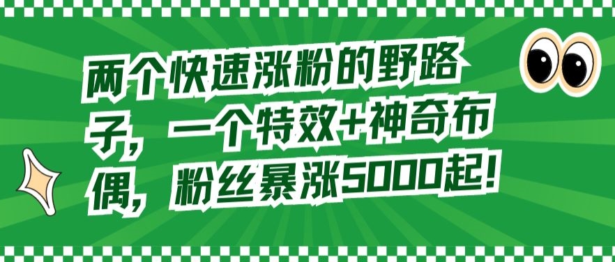 （7163期）两个快速涨粉的野路子，一个特效+神奇布偶，粉丝暴涨5000起