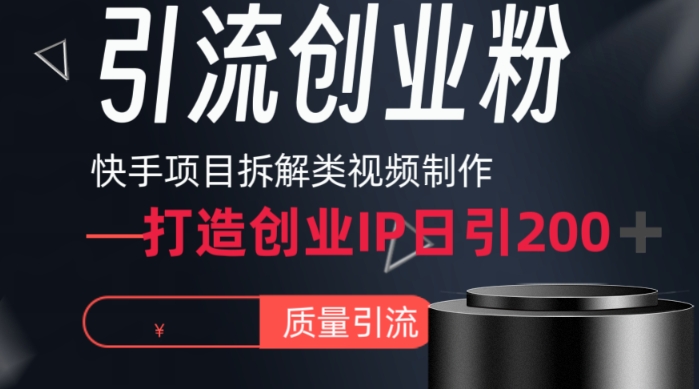 （6225期）快手项目拆解类视频详细制作流程打造个人IP，单日引流200+高质量创业粉