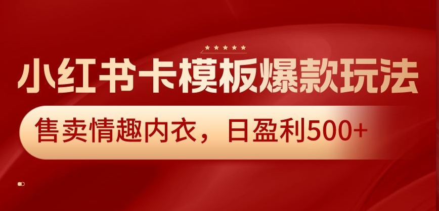 （7237期）小红书卡模板爆款玩法，售卖情趣内衣，日盈利500+
