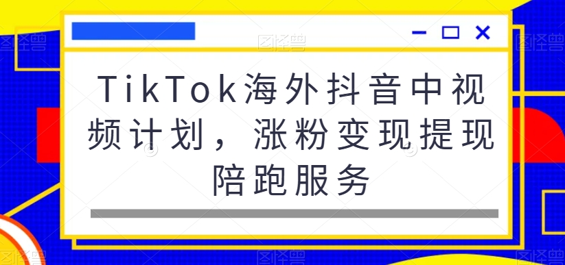 （7276期）TikTok海外抖音中视频计划，涨粉变现提现陪跑服务
