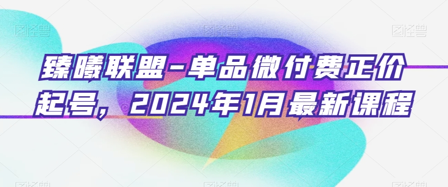 （7318期）臻曦联盟-单品微付费正价起号，2024年1月最新课程