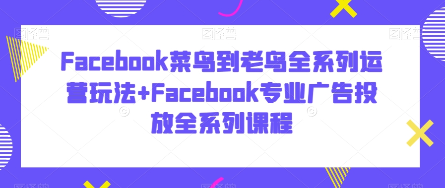 （7320期）Facebook菜鸟到老鸟全系列运营玩法+Facebook专业广告投放全系列课程