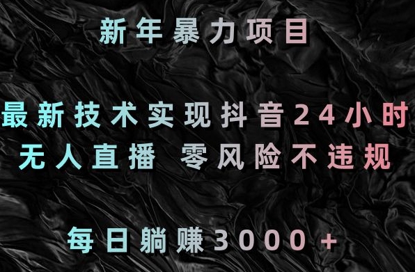 （7352期）新年暴力项目，最新技术实现抖音24小时无人直播，零风险不违规，每日躺赚3000＋ 网赚项目 第1张