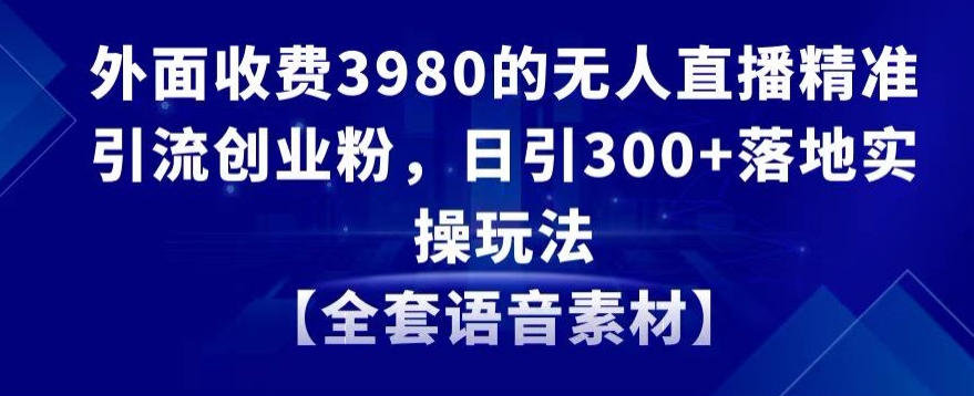 （7369期）外面收费3980的无人直播精准引流创业粉，日引300+落地实操玩法 爆粉引流软件 第1张