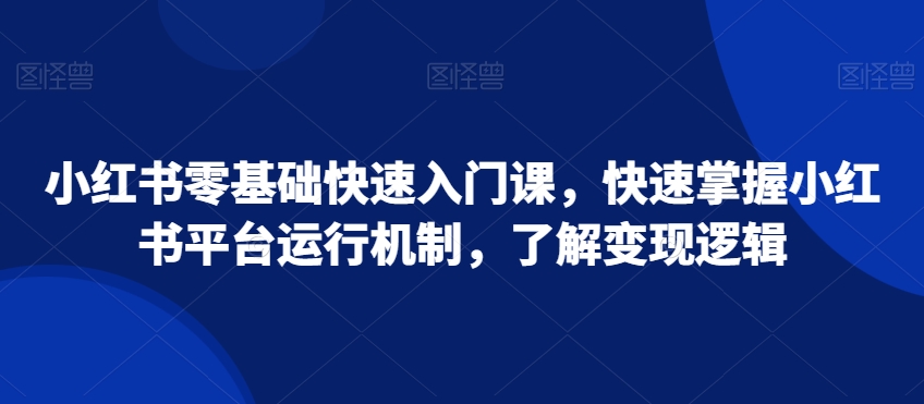 （7390期）小红书零基础快速入门课，快速掌握小红书平台运行机制，了解变现逻辑 短视频运营 第1张