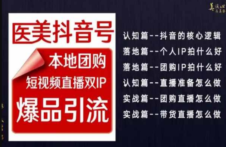 （7421期）2024医美如何做抖音，医美抖音号本地团购，短视频直播双IP，爆品引流 短视频运营 第1张