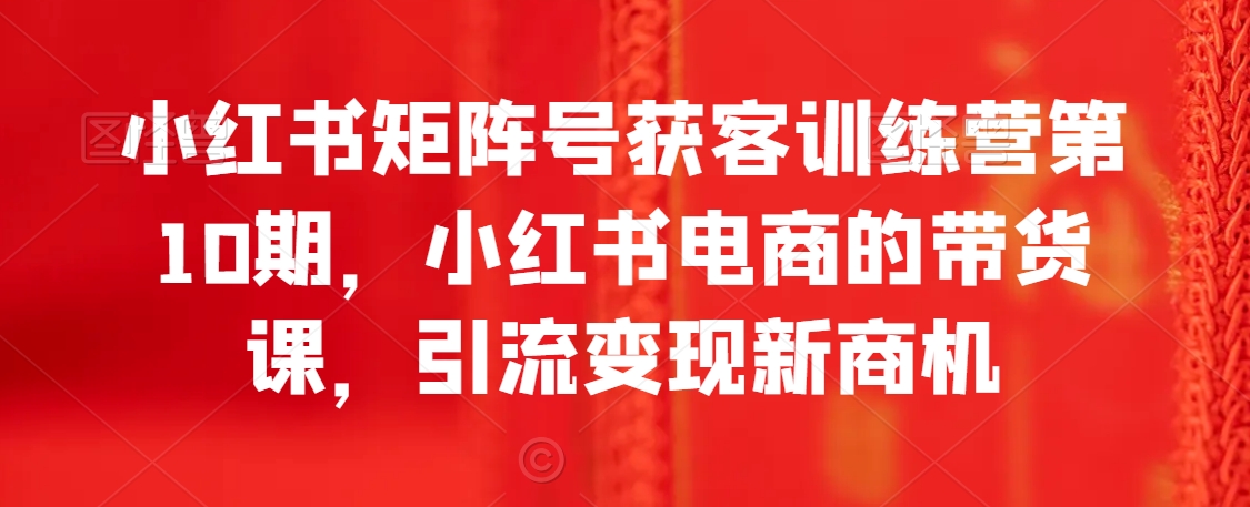 （7422期）小红书矩阵号获客训练营第10期，小红书电商的带货课，引流变现新商机 短视频运营 第1张