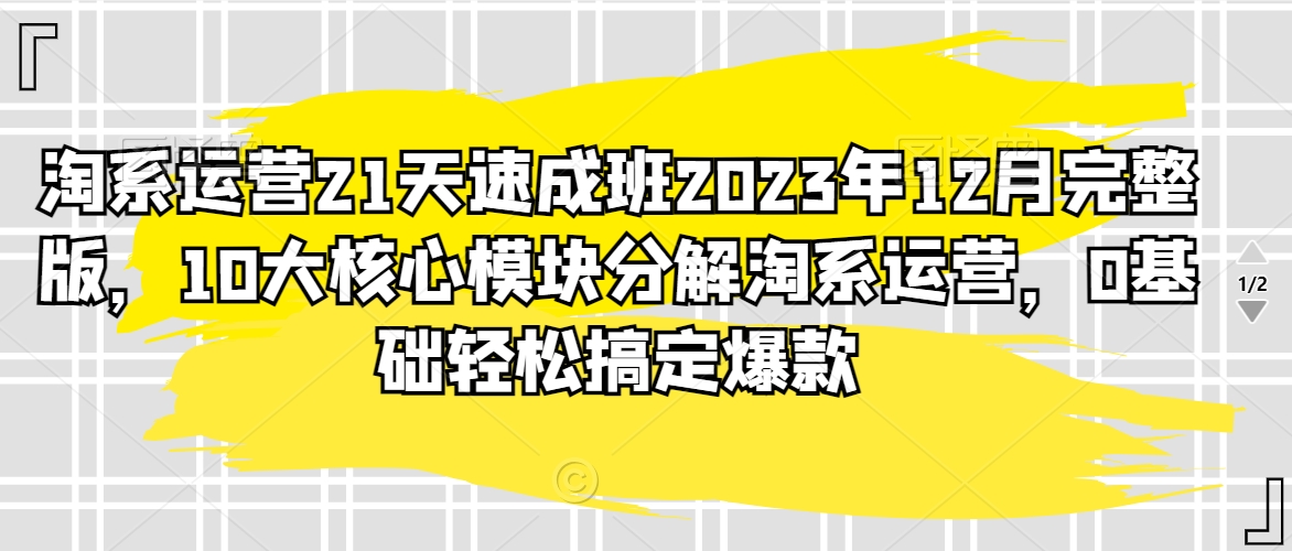 （7423期）淘系运营21天速成班2023年12月完整版，10大核心模块分解淘系运营，0基础轻松搞定爆款 电商运营 第1张