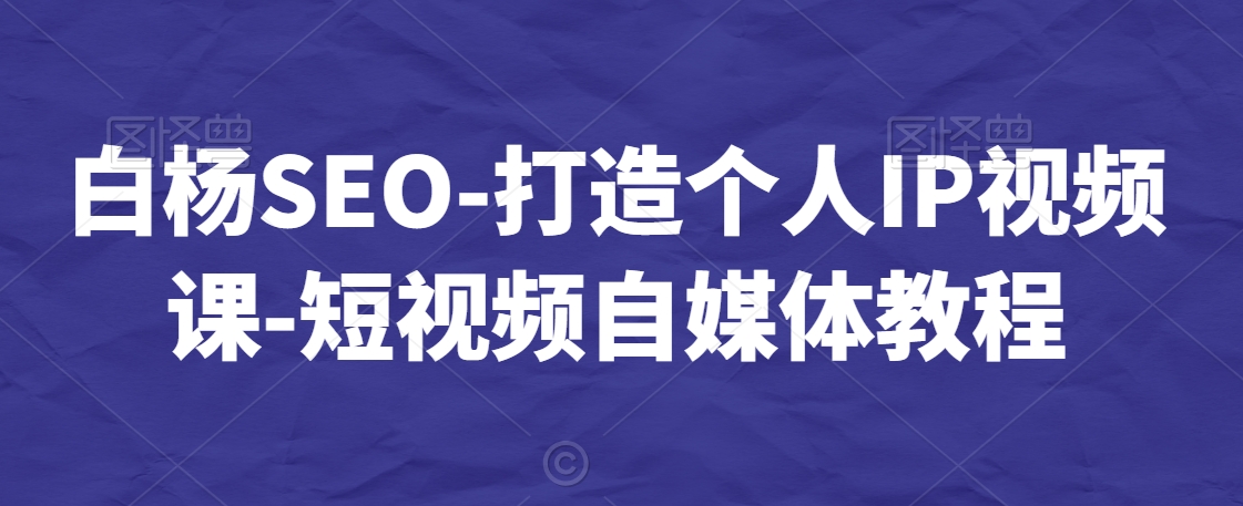 （7448期）白杨SEO-打造个人IP视频课-短视频自媒体教程 短视频运营 第1张