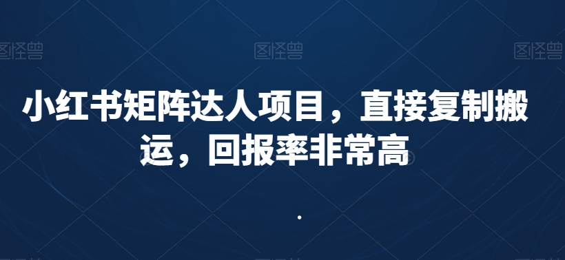 （7509期）小红书矩阵达人项目，直接复制搬运，回报率非常高