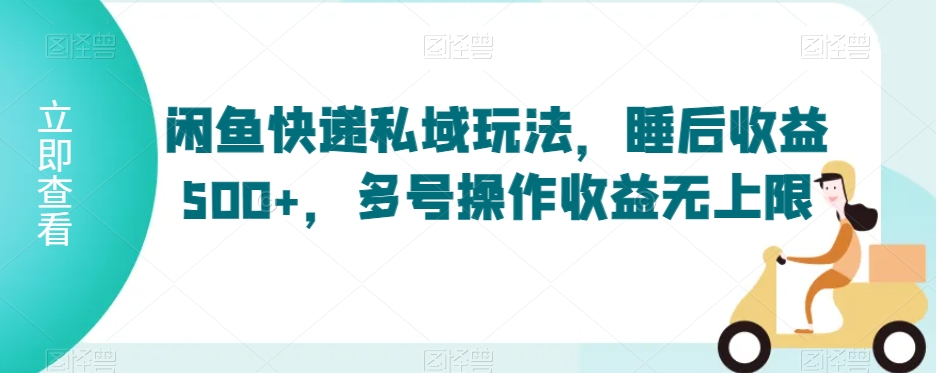 （7539期）闲鱼快递私域玩法，睡后收益500+，多号操作收益无上限