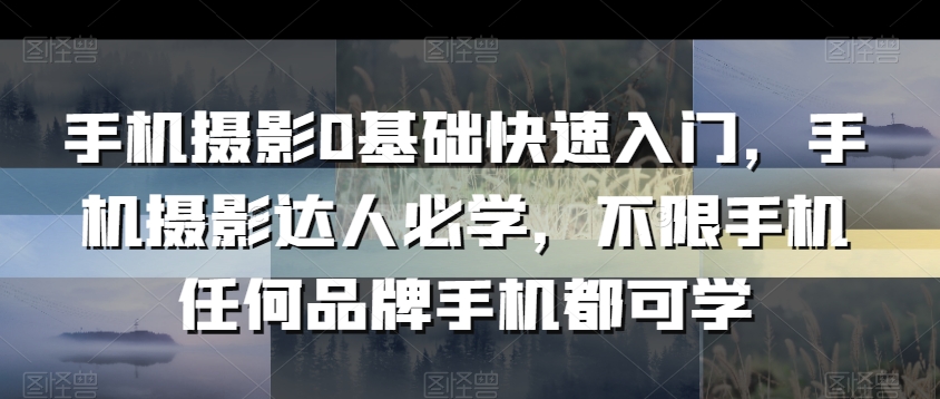 （7565期）手机摄影0基础快速入门，手机摄影达人必学，不限手机任何品牌手机都可学