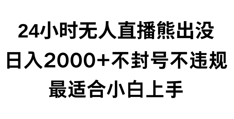 （7584期）快手24小时无人直播熊出没，不封直播间，不违规，日入2000+，最适合小白上手，保姆式教学 网赚项目 第1张