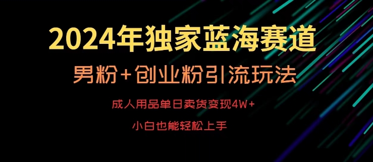 （7585期）2024年独家蓝海赛道，成人用品单日卖货变现4W+，男粉+创业粉引流玩法，不愁搞不到流量