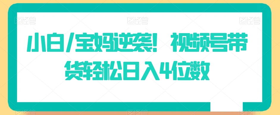 （7586期）小白/宝妈逆袭！视频号带货轻松日入4位数