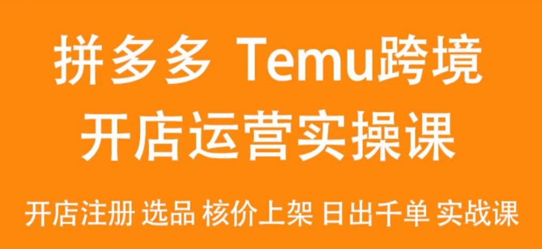 （7668期）2024Temu最新玩法，Temu跨境开店运营实操课，开店注册/选品/核价上架/日出千单实战课