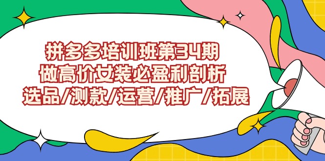 （7749期）拼多多培训班第34期：做高价女装必盈利剖析 选品/测款/运营/推广/拓展