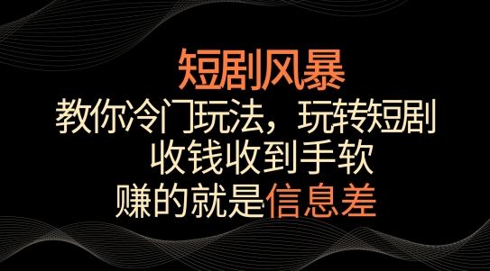 （7867期）短剧风暴，教你冷门玩法，玩转短剧，收钱收到手软 网赚项目 第1张