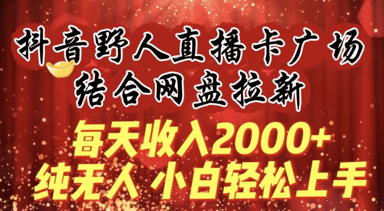 （7887期）每天收入2000+，抖音野人直播卡广场，结合网盘拉新，纯无人，小白轻松上手 网赚项目 第1张