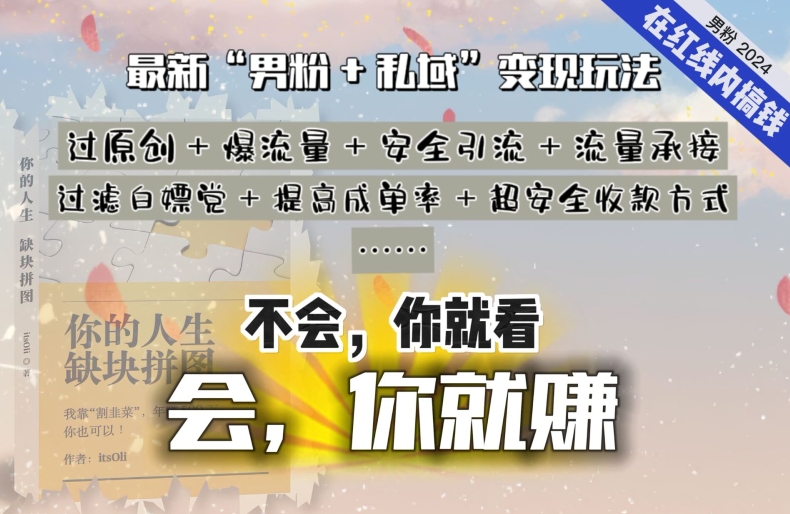 （7889期）2024，“男粉+私域”还是最耐造、最赚、最轻松、最愉快的变现方式