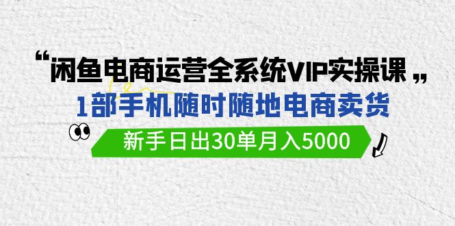 （7915期）闲鱼电商运营全系统VIP实战课，1部手机随时随地卖货，新手日出30单月入5000