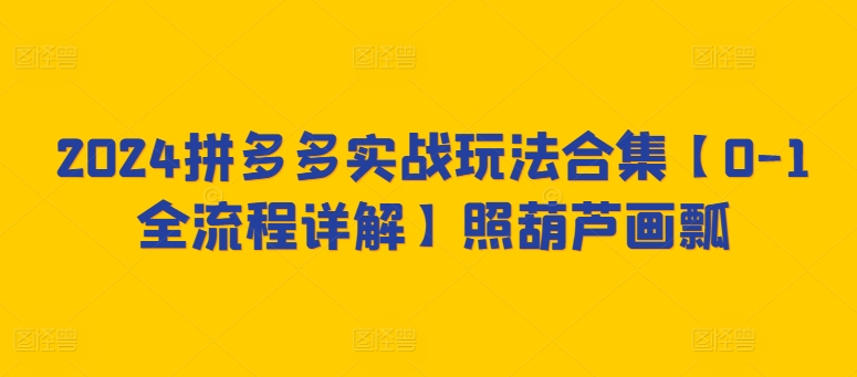 （7917期）2024拼多多实战玩法合集【0-1全流程详解】照葫芦画瓢