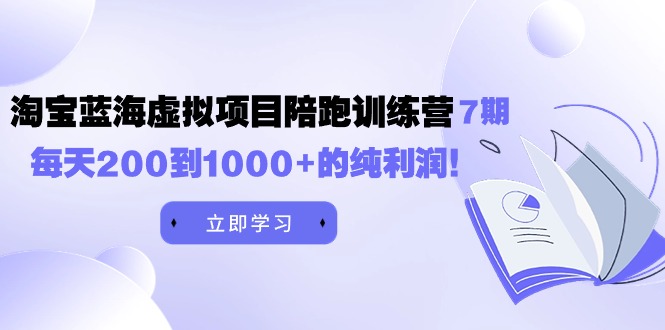 （7920期）黄岛主《淘宝蓝海虚拟项目陪跑训练营7期》每天200到1000+的纯利润