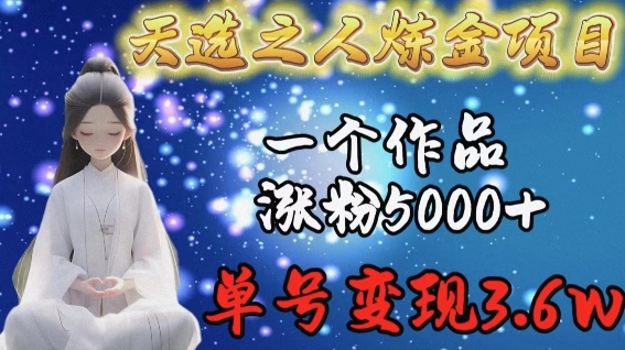 （8050期）天选之人炼金项目，一个作品涨粉5000+，单号变现3.6w
