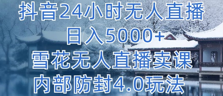 （8164期）抖音24小时无人直播 日入5000+，雪花无人直播卖课，内部防封4.0玩法