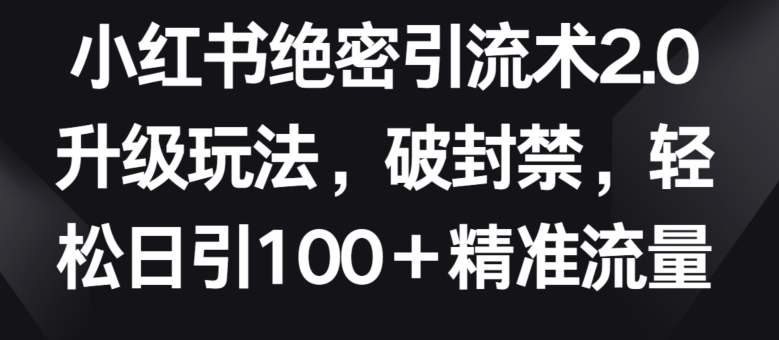 （8233期）小红书绝密引流术2.0升级玩法，破封禁，轻松日引100+精准流量
