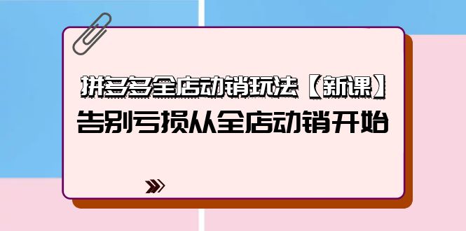 （8246期）拼多多全店动销玩法【新课】，告别亏损从全店动销开始