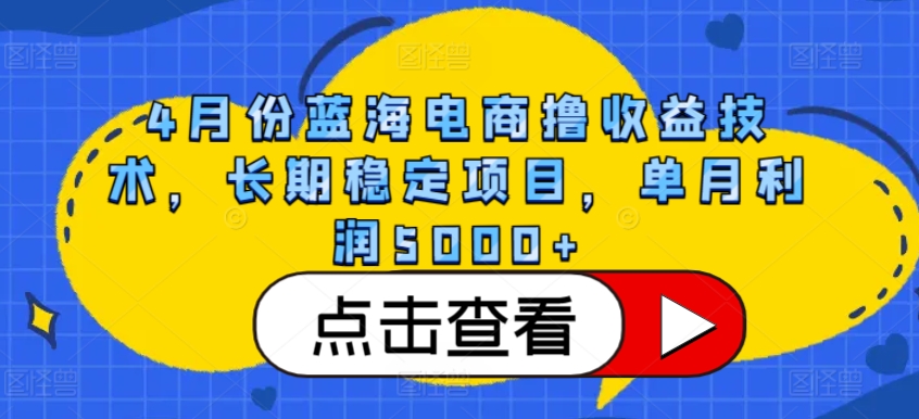 （8280期）4月份蓝海电商撸收益技术，长期稳定项目，单月利润5000+